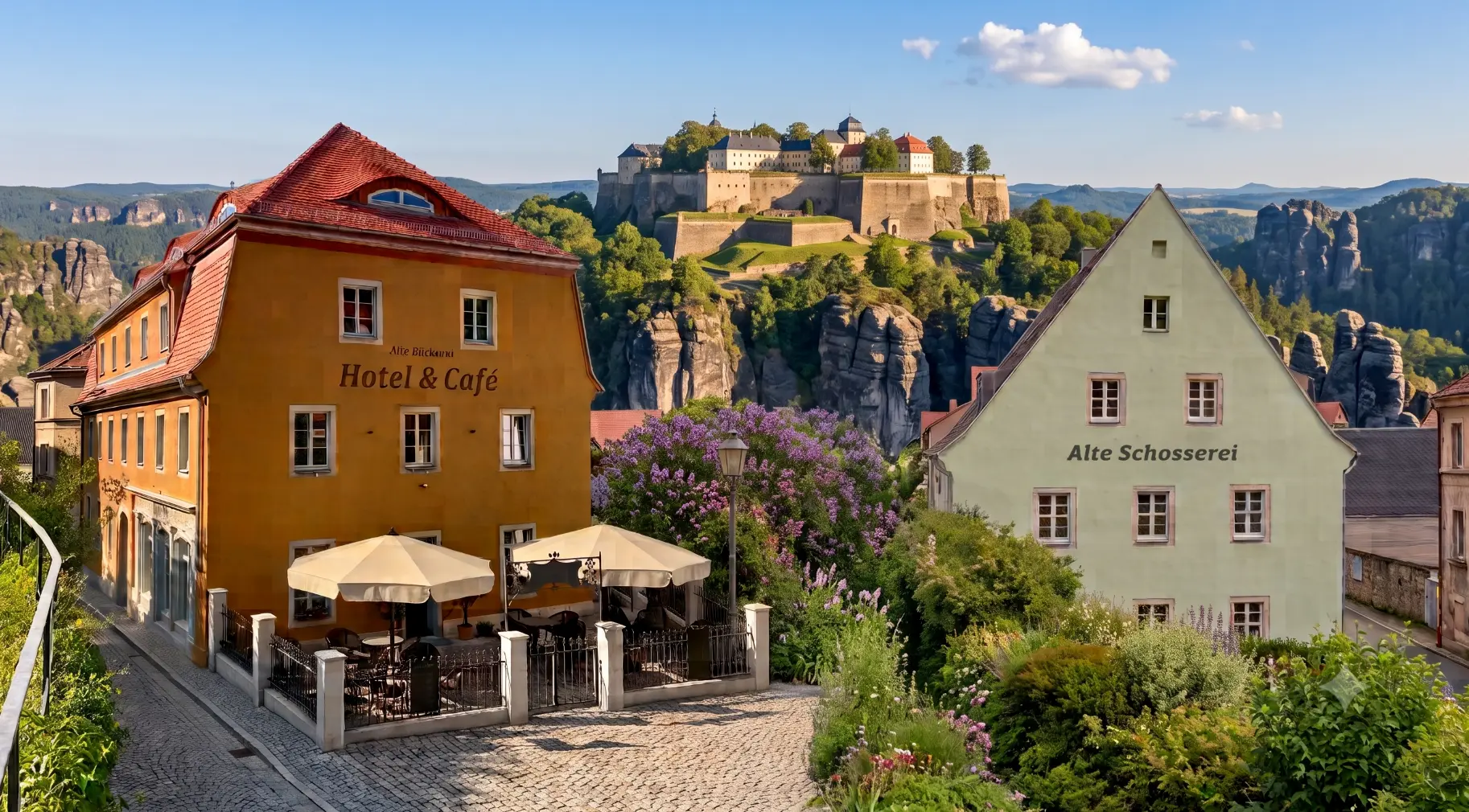 Alte Schlosserei – Blick zur Festung Königstein